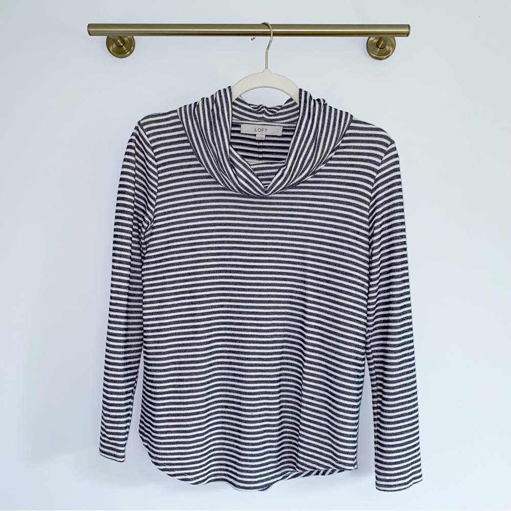 Ann Taylor LOFT Striped Cowl Neck Sweater